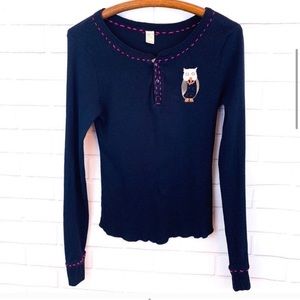Free People * Owl Thermal Black Long Sleeve *